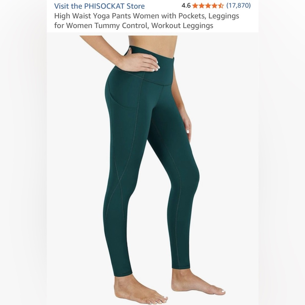 High-Waist Tummy Control Leggings in Deep Teal